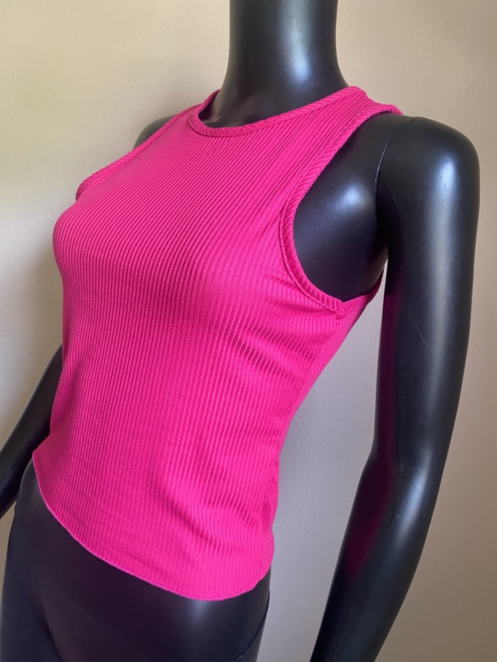 Olivia Rae Ribbed Tank in Fuchsia Pink - Picture 3 of 9
